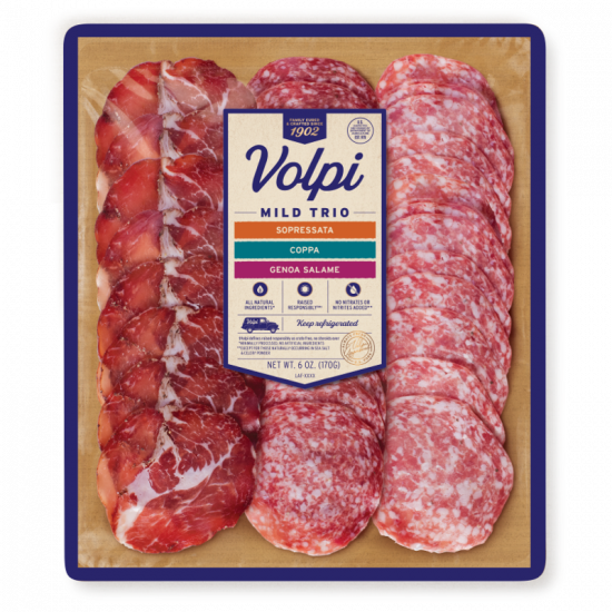 Presliced Mild Trio 6oz Sopressata Coppa Genoa Salame Volpi Foods 1