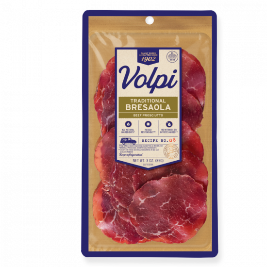 Presliced Traditional Bresaola 3oz Beef Prosciutto Volpi Foods 1
