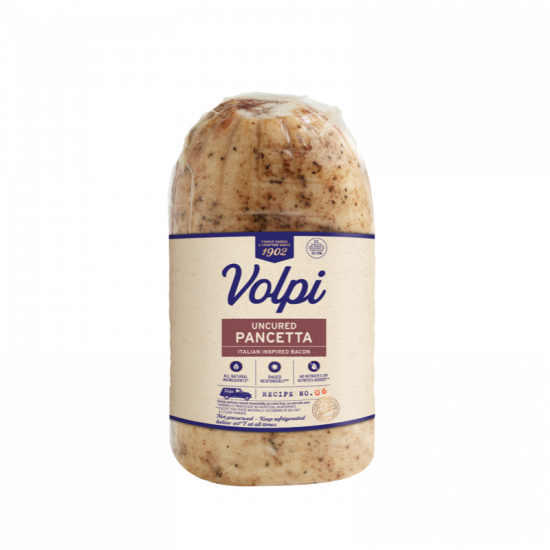 Uncured Pancetta Italian Inspired Bacon Volpi Foods