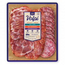 Volpi Pre sliced Spicy Trio 6oz Spicy Coppa Spicy Sopressata Peppered Salame Volpi Foods 1